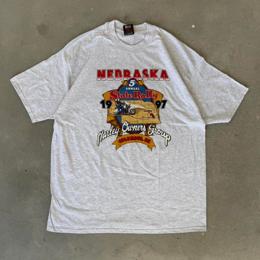 Vintage 90s Nebraska State Rally Harley Davidson Motorcycles Biker T-Shirt - XX-Large