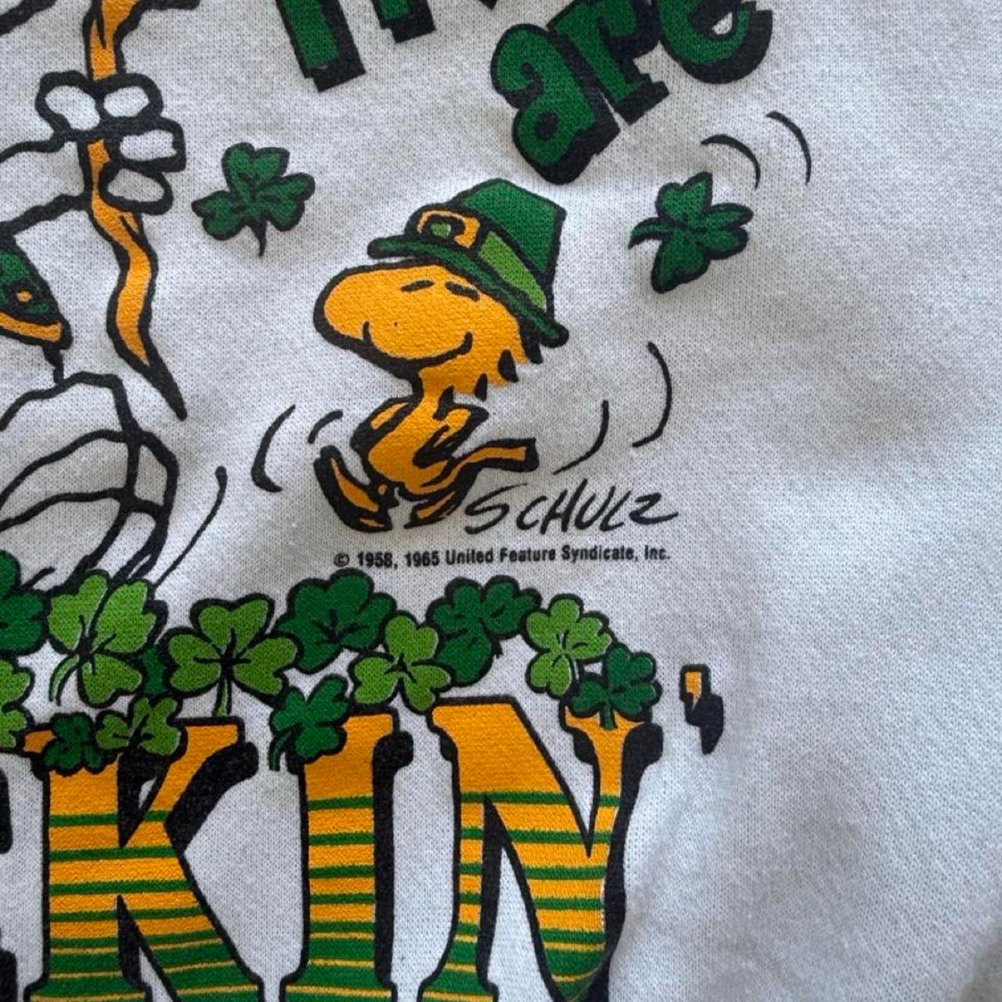 Vintage 80s Snoopy Luckin Good Irish Cartoon Crewneck - X-Large