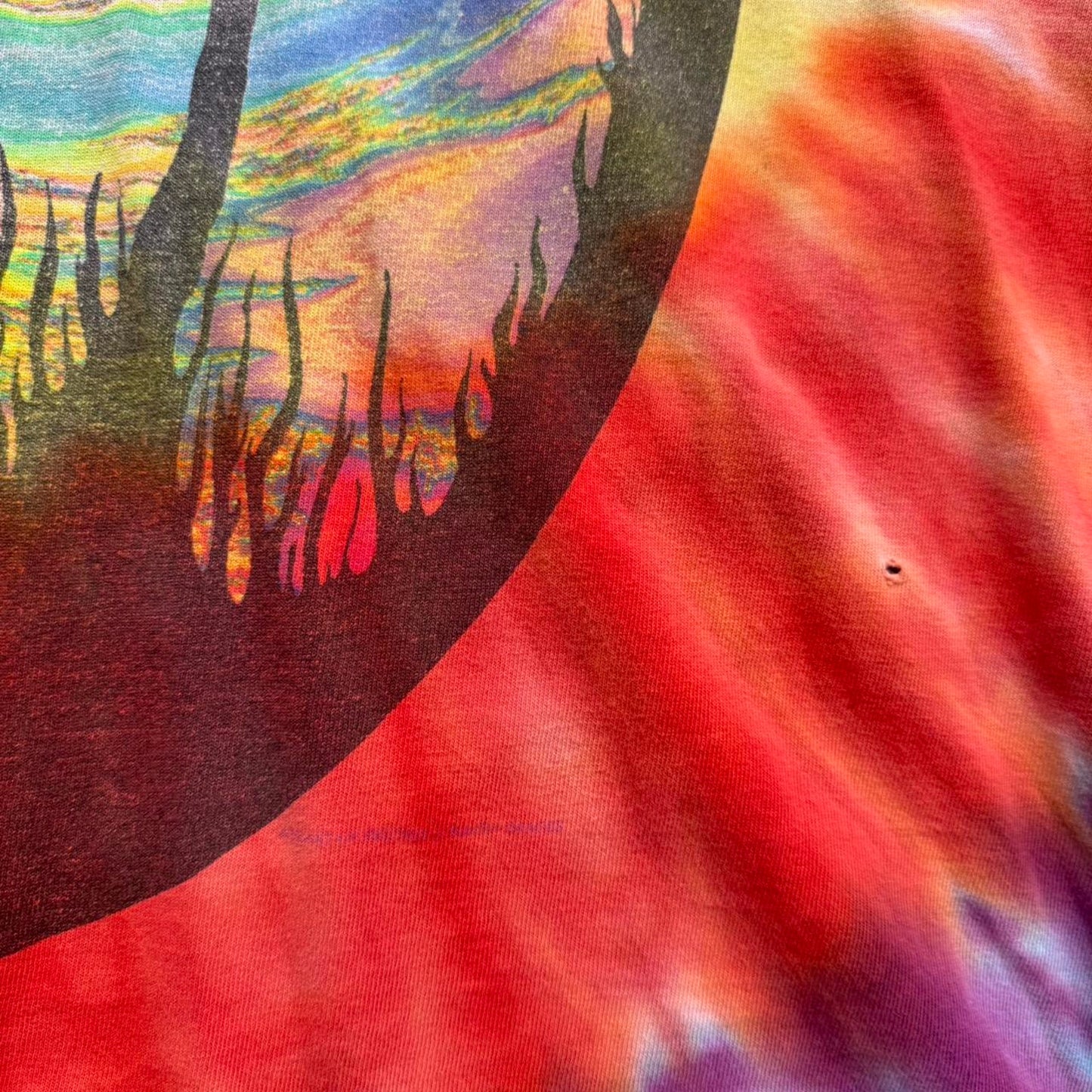 Vintage 90s Tie Dye Mushroom Spiral T-Shirt - X-Large