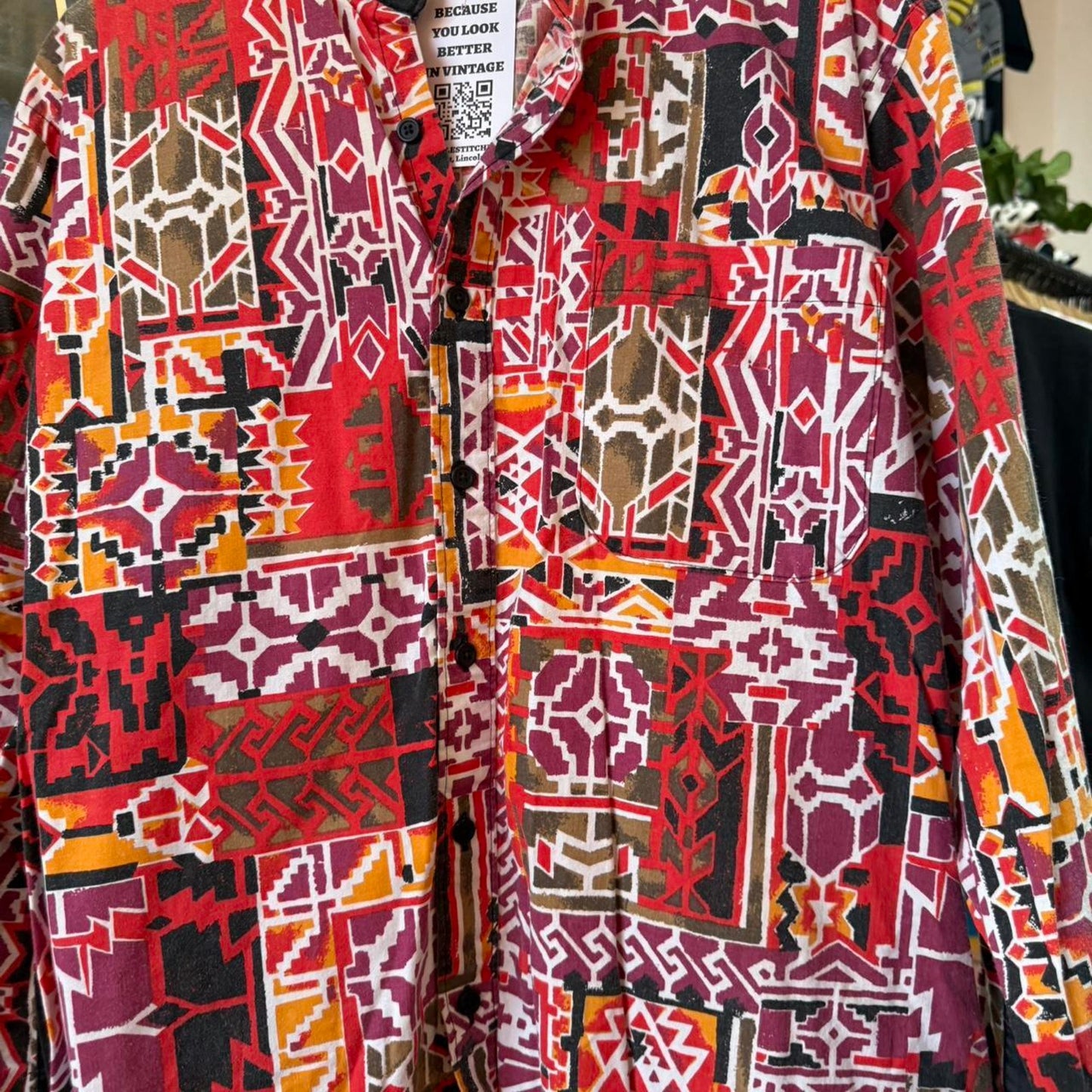 Vintage 90s Funky Disco Patterned Button Up Shirt - X-Large