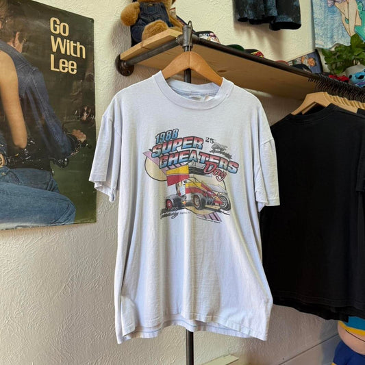 Vintage 1988 Super Cheaters Day Dirt Track Racing T-Shirt - X-Large
