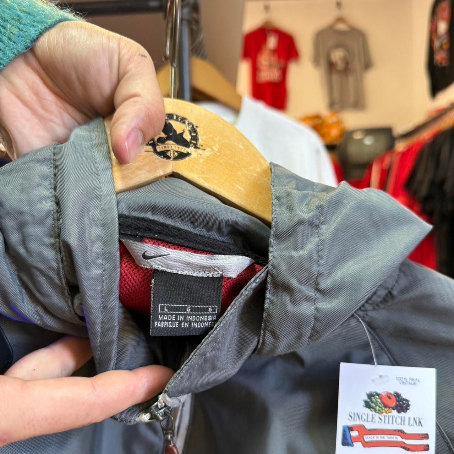 Vintage 90s Nike Center Swoosh Windbreaker Jacket - Large