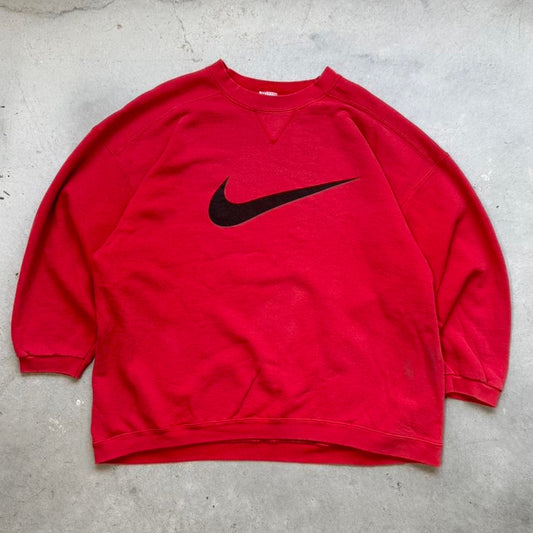 Vintage 90s Nike Center Swoosh Logo Check Crewneck - Large