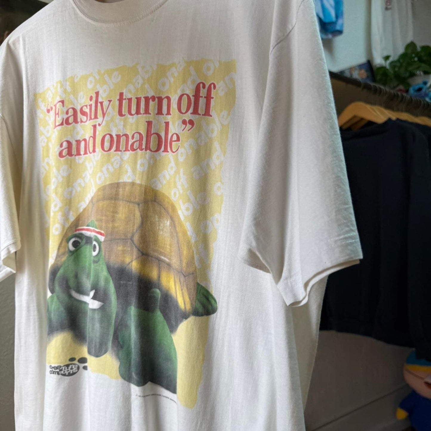 Vintage 90s Creature Comforts Tortoise Easily Turn Off T-Shirt - X-Large
