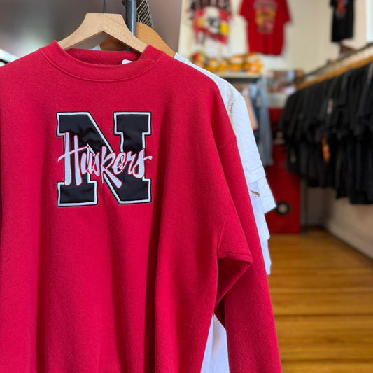 Vintage 90s Nebraska Huskers Big N Patch Crewneck