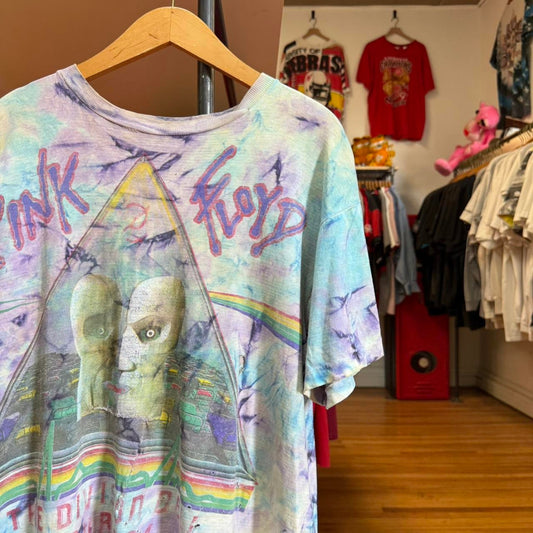 Vintage 90s Pink Floyd Division Bell Tie Dye Band Concert T-Shirt