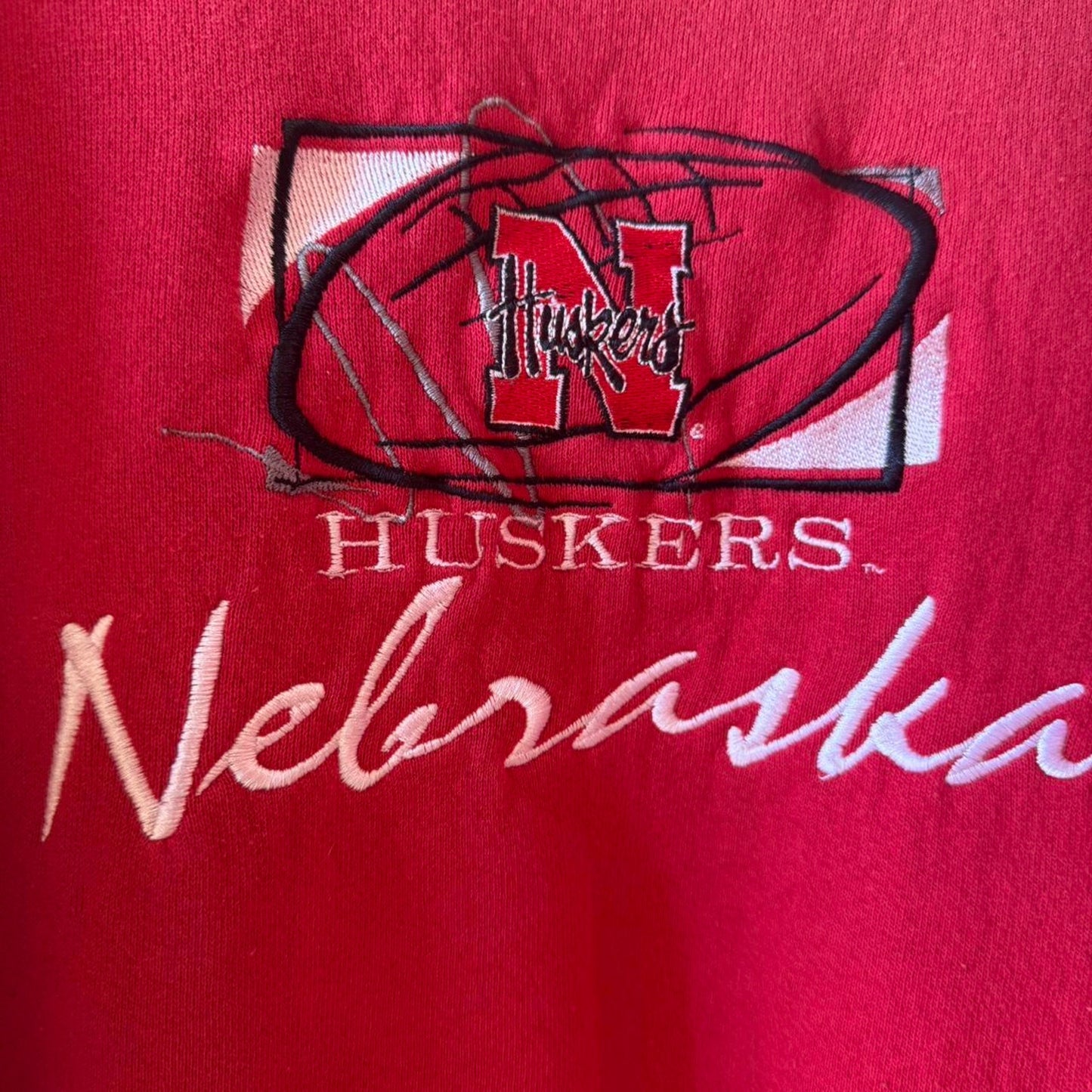 Vintage 90s Nebraska Huskers Embroidered Crewneck - X-Large