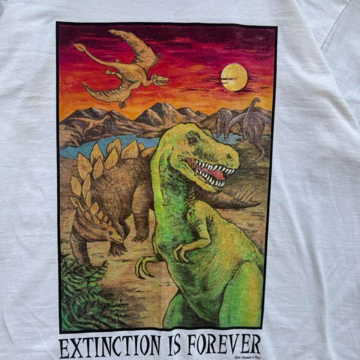 Vintage 90s Extinction if Forever Dinosaur Dino T-Rex T-Shirt - Large