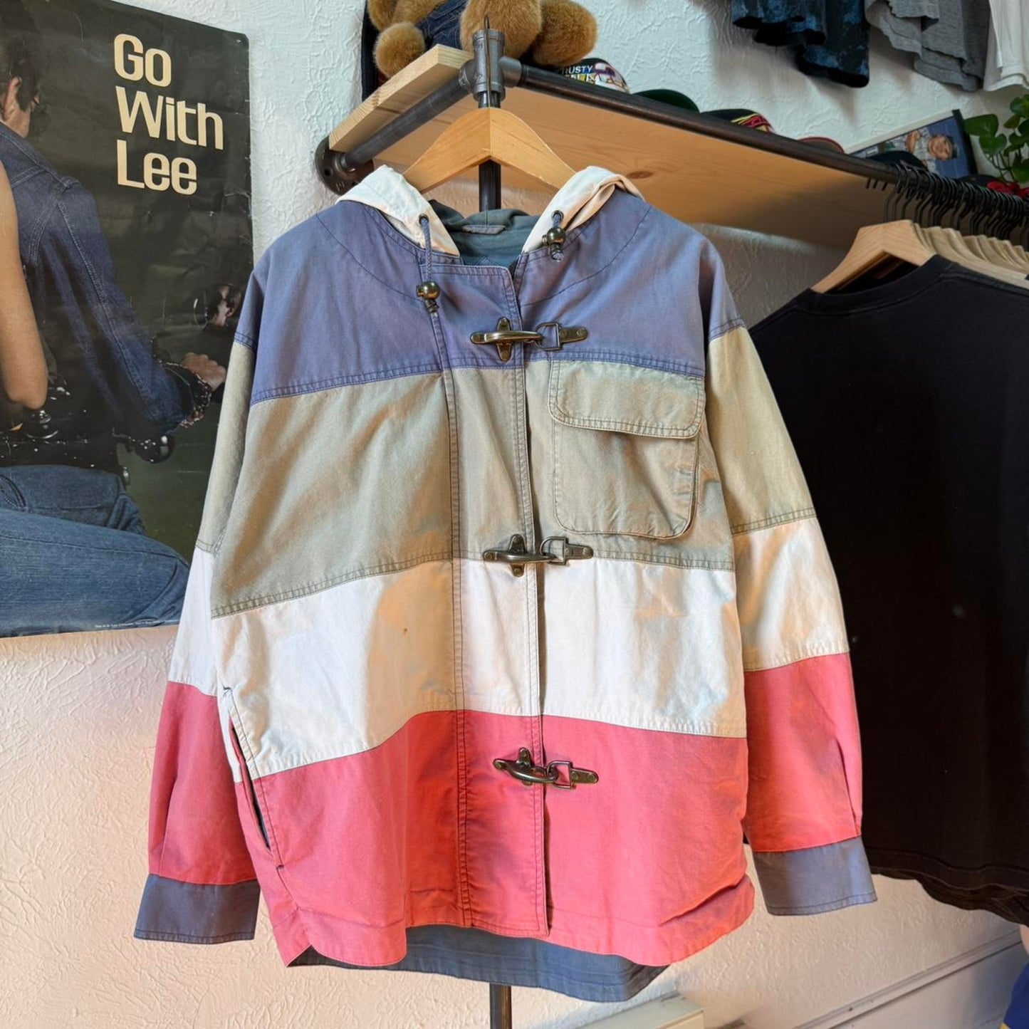 Vintage 90s Paris Sport Club Striped Fireman’s Clasp Jacket - Small