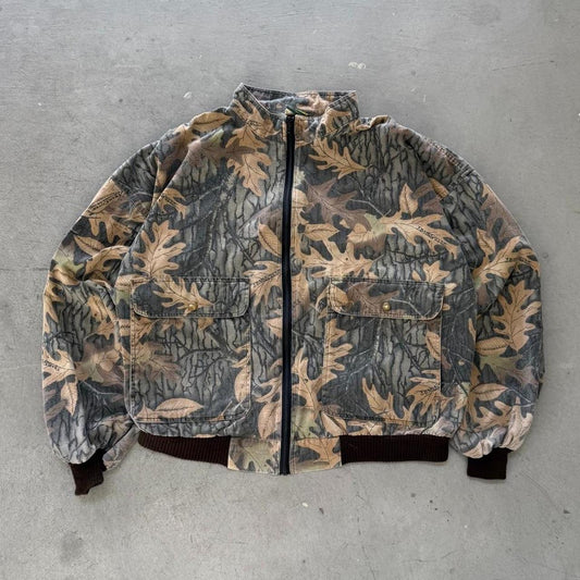 Vintage 90s Camo Camouflage Zip Up Jacket - Large