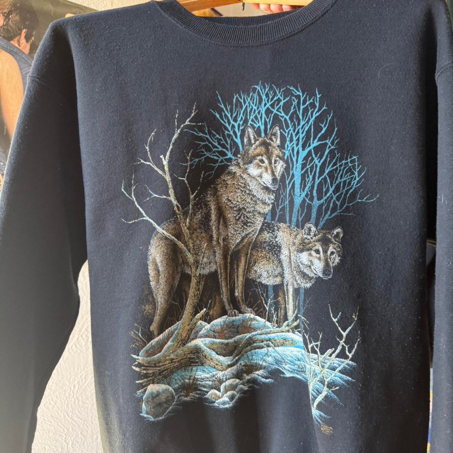 Vintage 90s Wolf Animal Nature Crewneck - Large