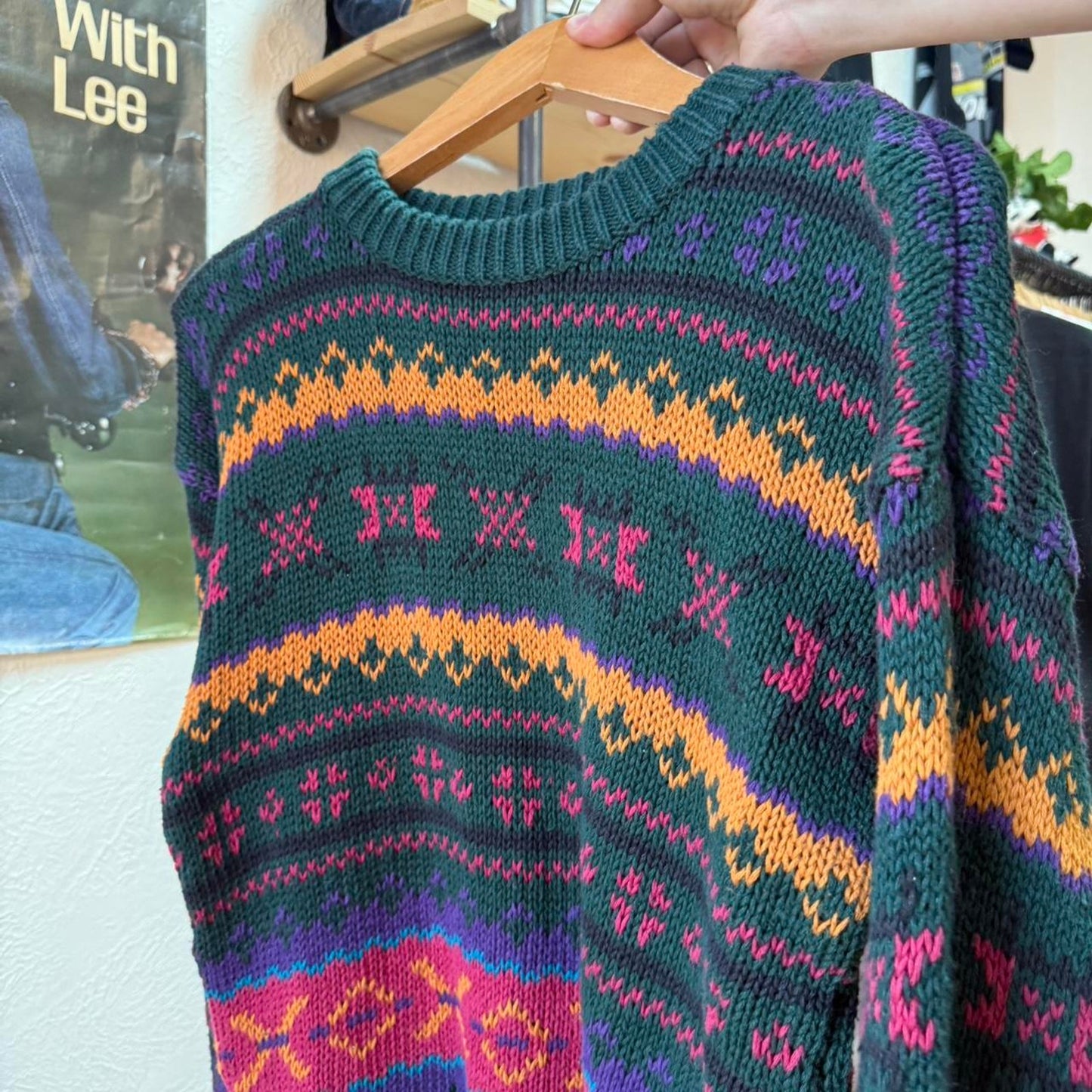 Vintage 90s Patterned Knit Sweater - X-Large