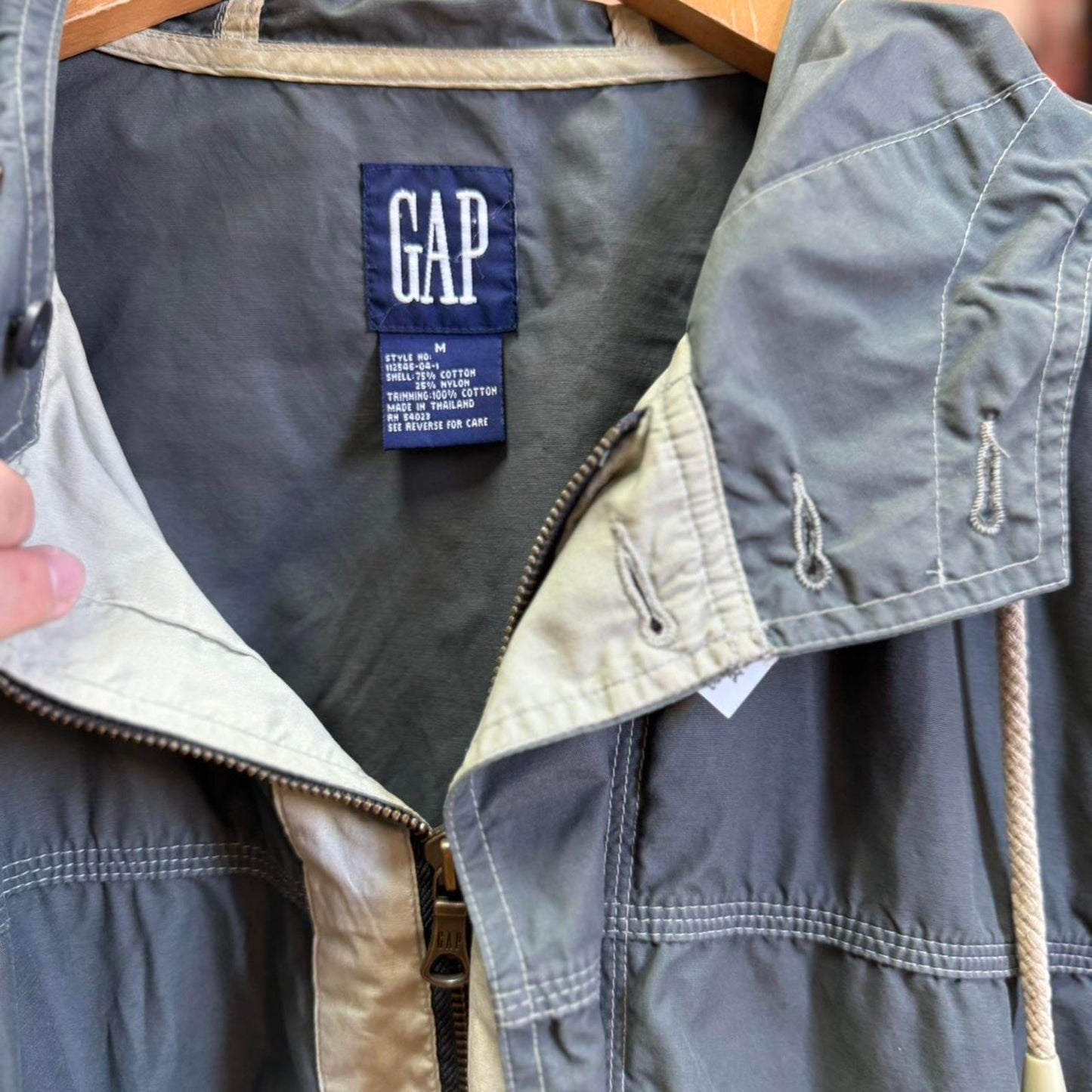 Vintage 90s Gap Utility Hooded Light Jacket - Medium