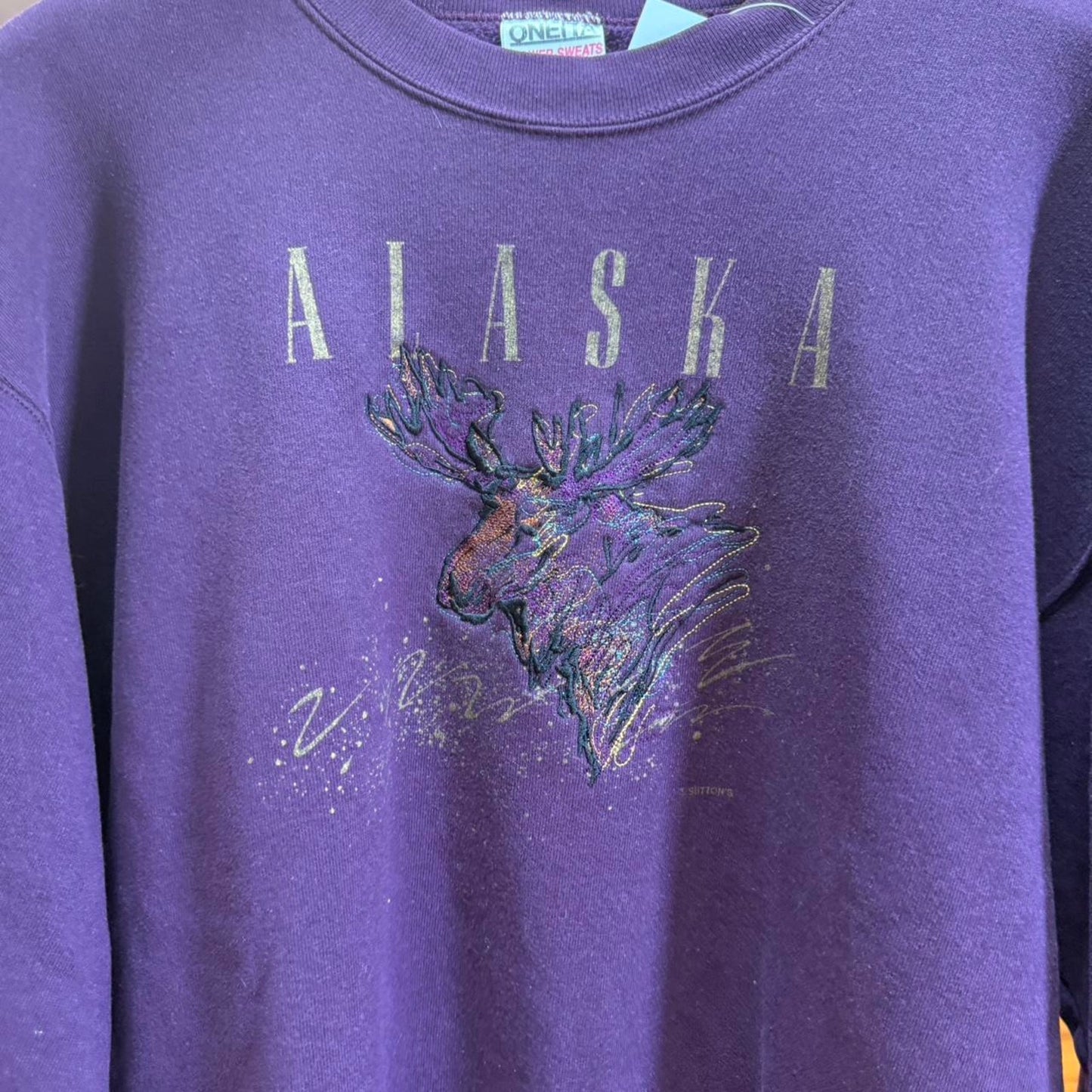 Vintage 90s Alaska Moose Animal Nature Crewneck