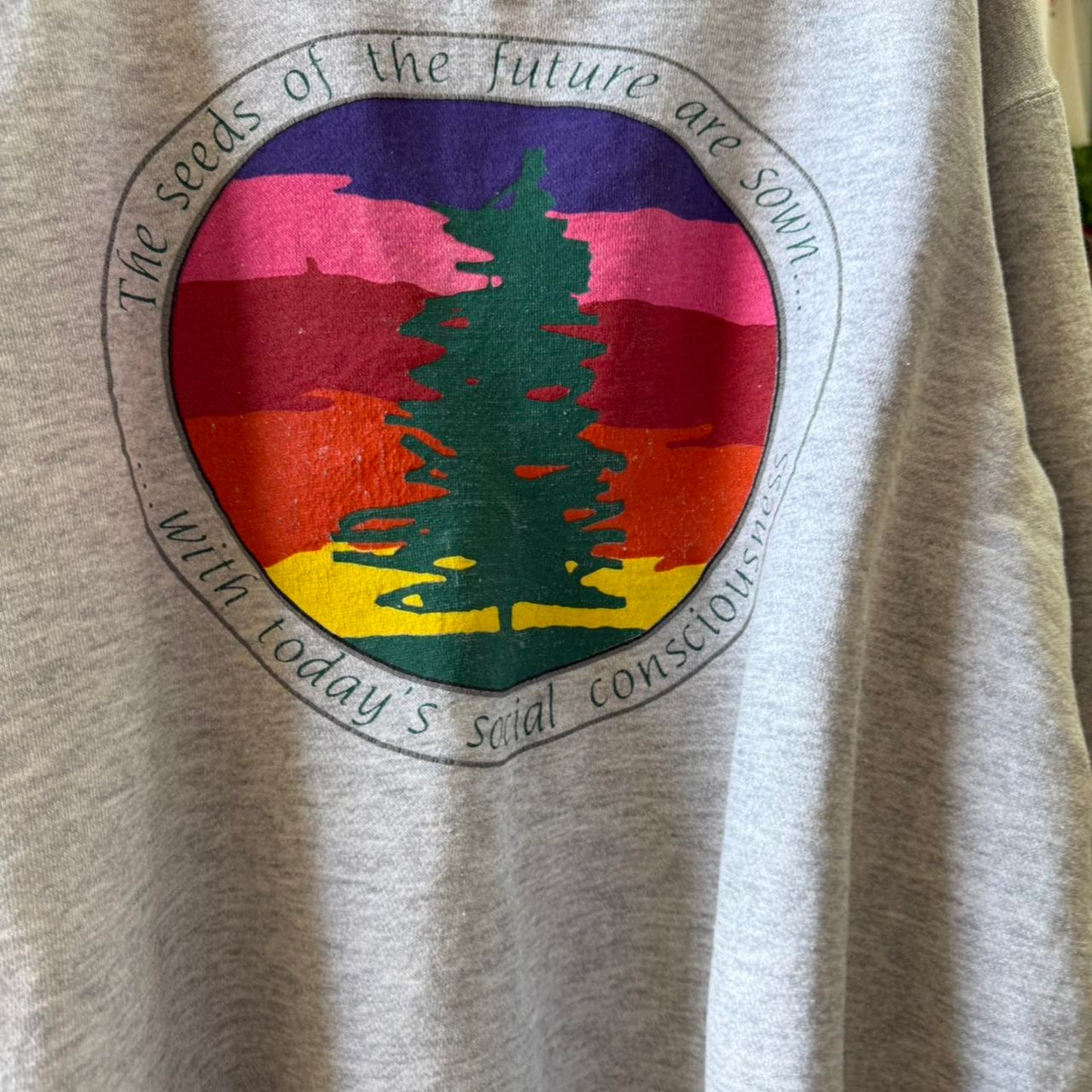 Vintage 90s Seeds of the Future Are Sown Tree Nature Crewneck - Large