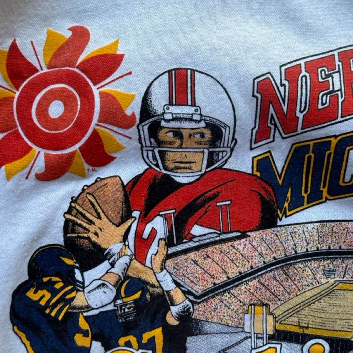 Vintage 80s Nebraska Huskers Vs Michigan Fiesta Bowl Longsleeve T-Shirt - Medium