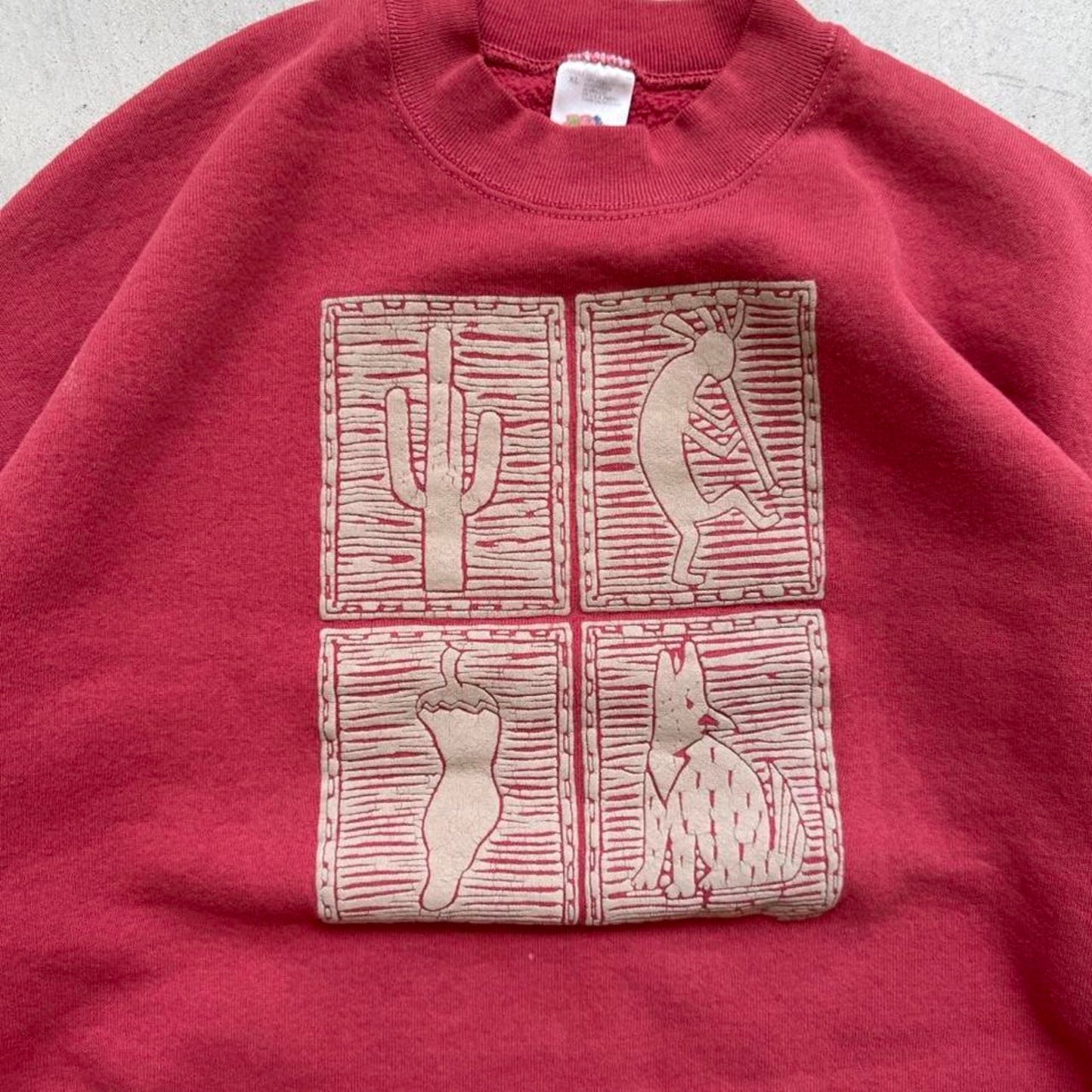 Vintage 90s Desert Wolf Nature Art Crewneck - X-Large