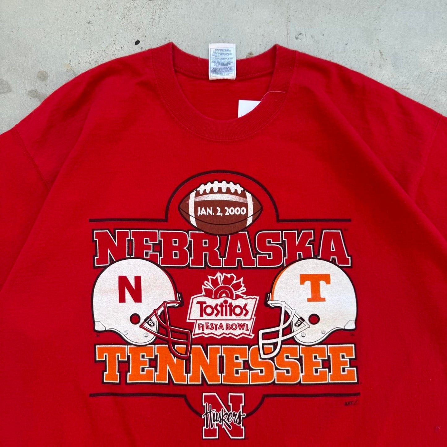 Vintage 2000 Nebraska Huskers Vs Tennessee Vols Tostitos Bowl T-Shirt - X-Large