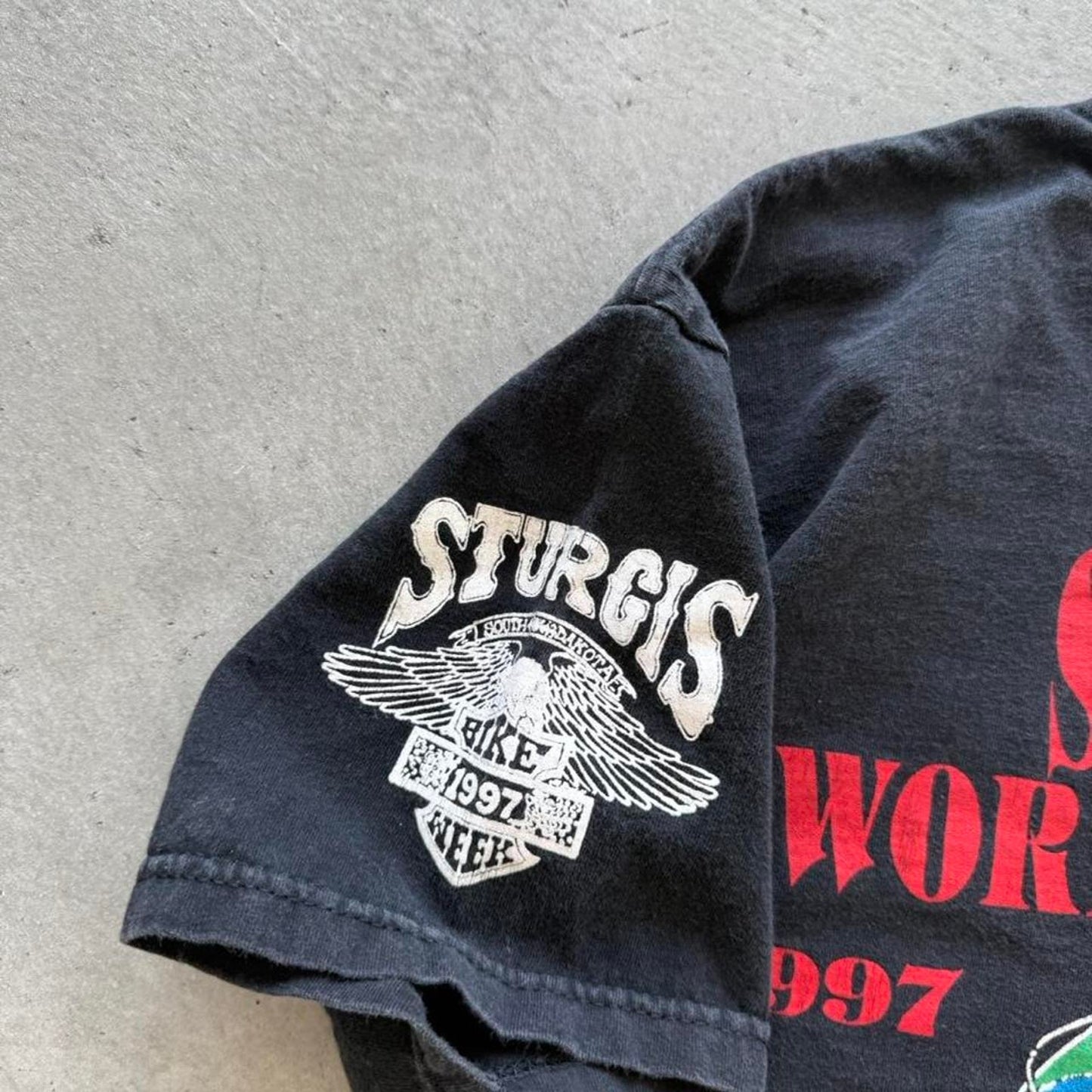Vintage 1997 Sturgis World Famous Rally Biker Motorcycle T-Shirt - Large