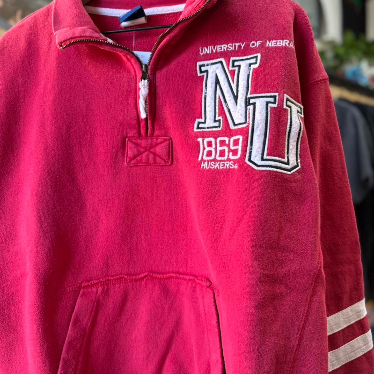 Vintage Y2K Nebraska NU Huskers Quarter Zip Crewneck - XX-Large (W)