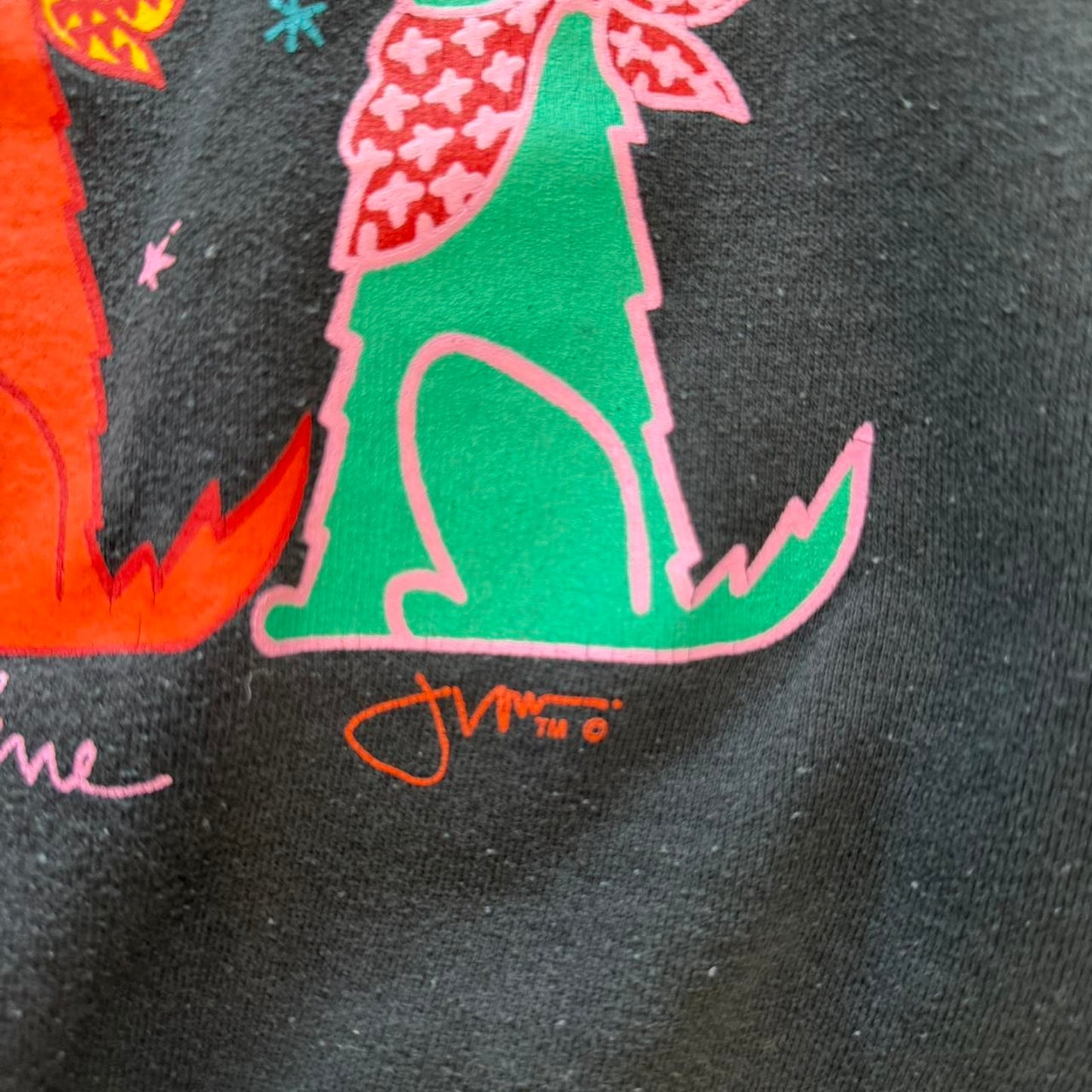 Vintage 90s Wolf Animal Art Style Crewneck - Medium