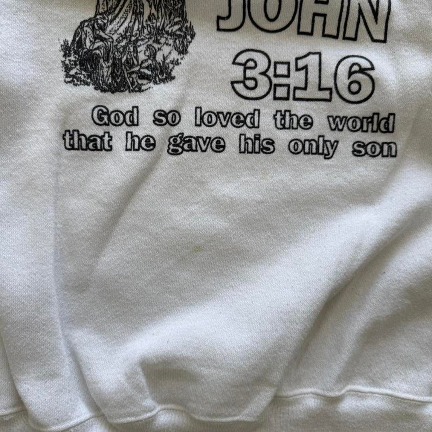 Vintage 90s Jesus John 3:16 Bible Art Crewneck - X-Large