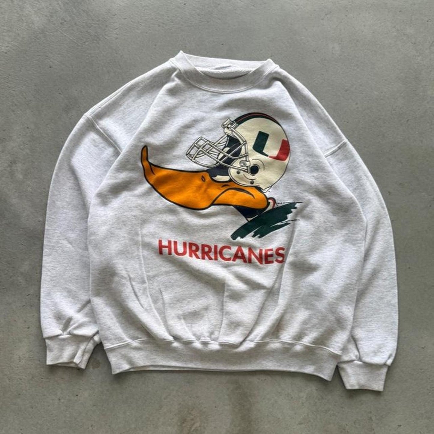 Vintage 90s Miami Hurricanes Daffy Duck Looney Tunes Crewneck - Large