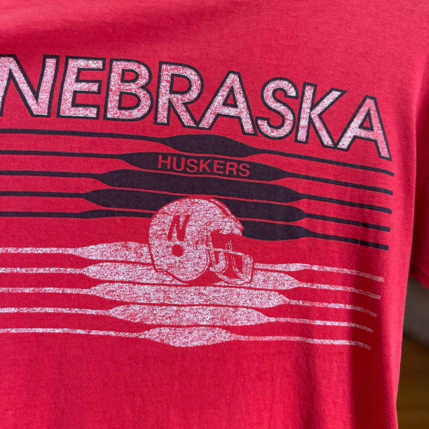Vintage 80s Nebraska Husker Helmet T-Shirt
