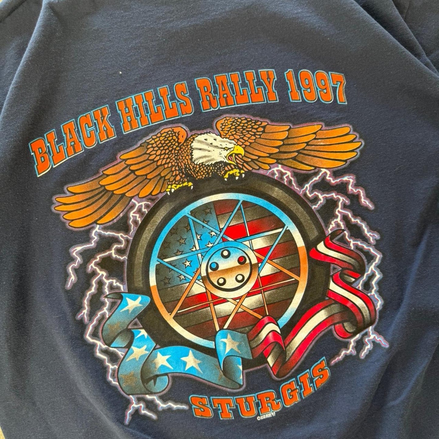 Vintage 90s Black Hills Rally Lightning Biker Pocket T-Shirt - XX-Large