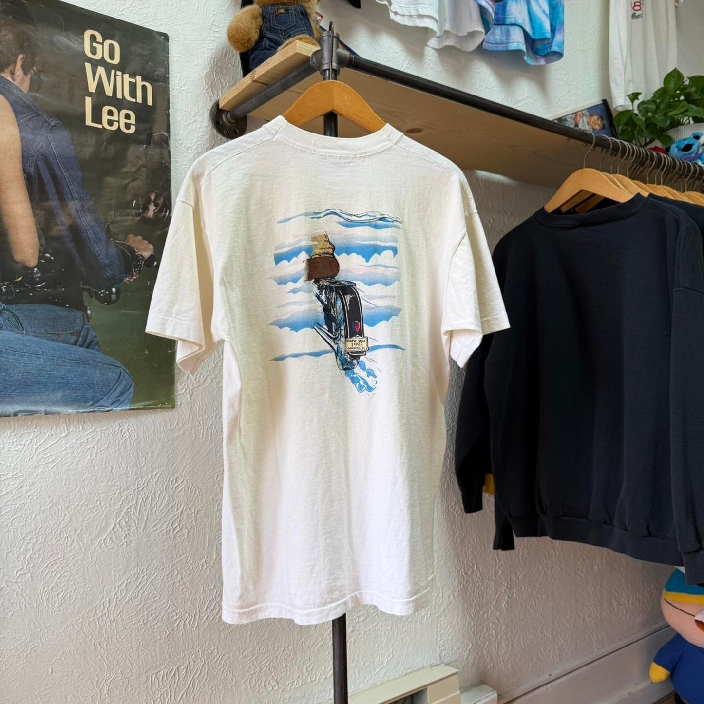 Vintage 90s Riding the Heavens of Osh Kosh BMW Biker T-Shirt - Large