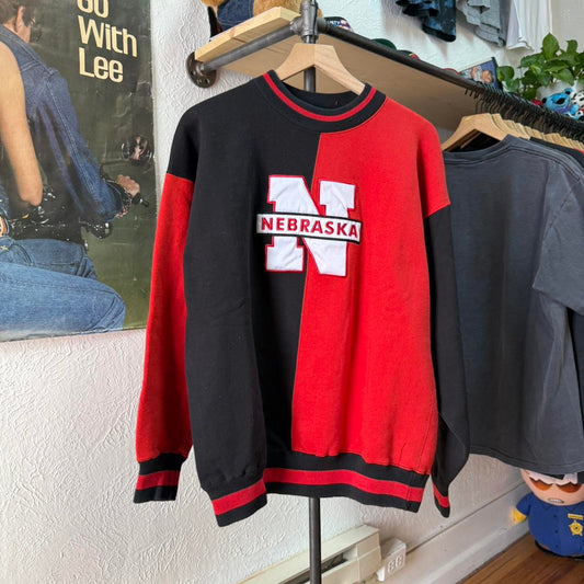 Vintage 90s Nebraska Huskers Split Color Block Crewneck - Large