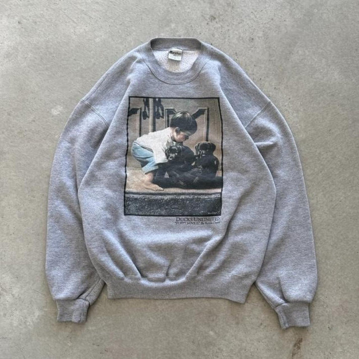 Vintage 90s Ducks Unlimited Lab Puppy Animal Crewneck - Medium