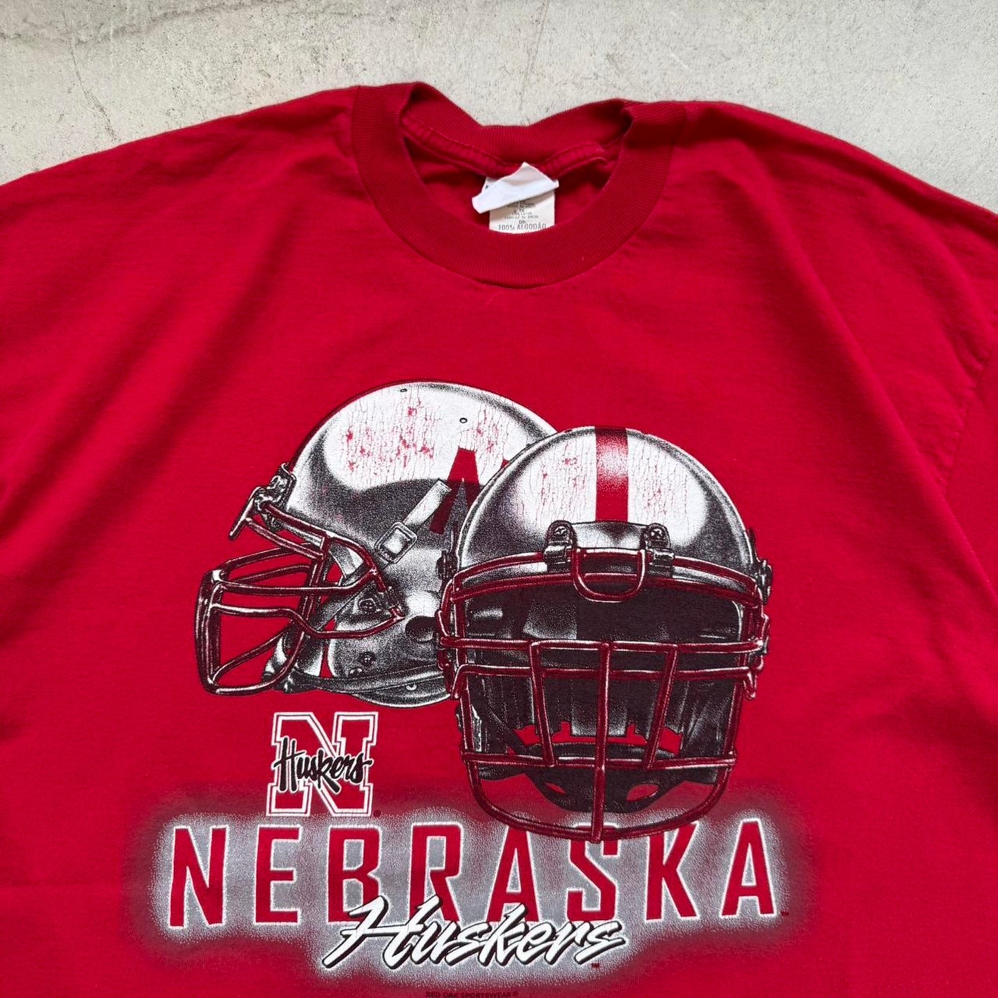 Vintage 90s Nebraska Huskers Football Helmet T-Shirt - X-Large