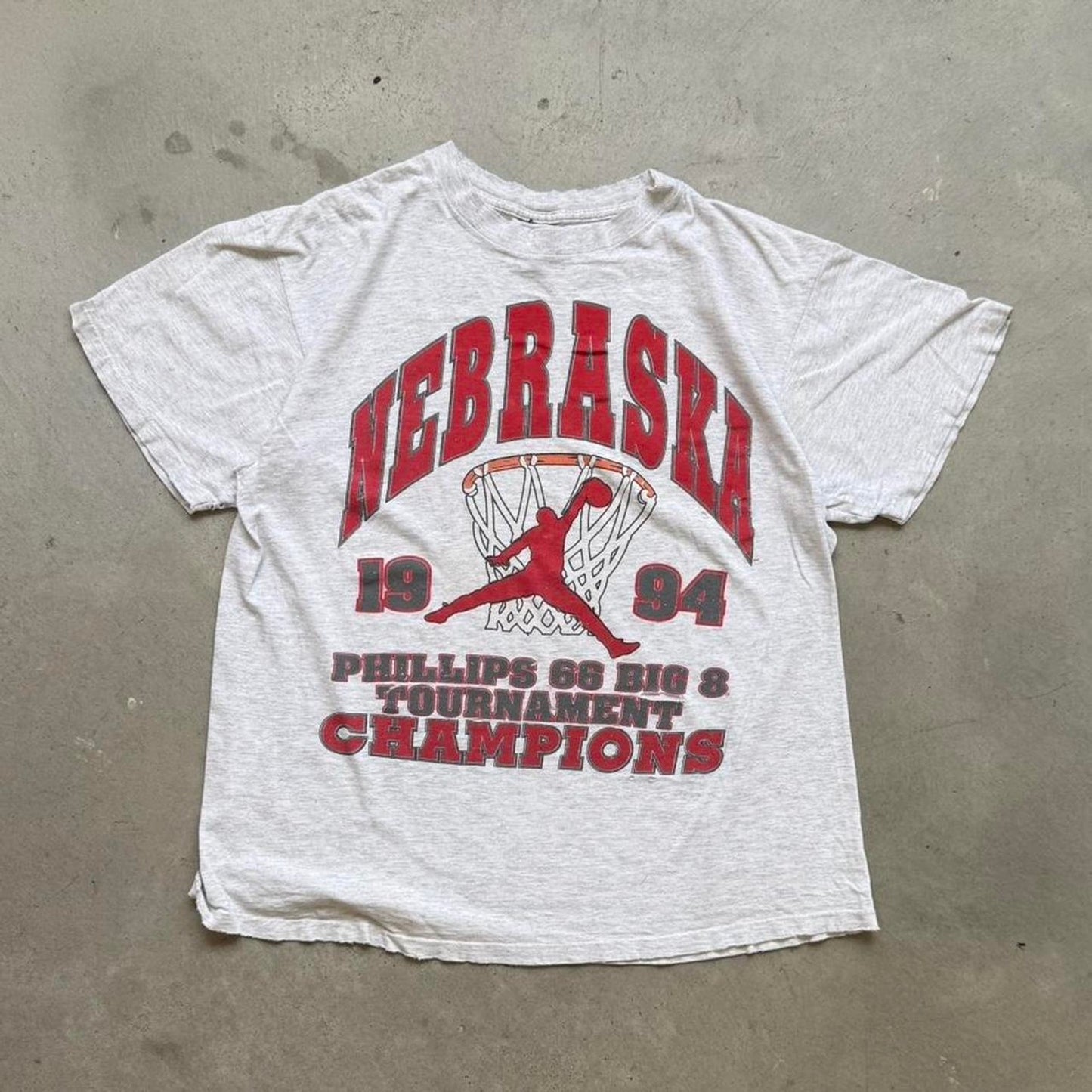 Vintage 1995 Nebraska Basketball Big 8 Champions T-Shirt - Large