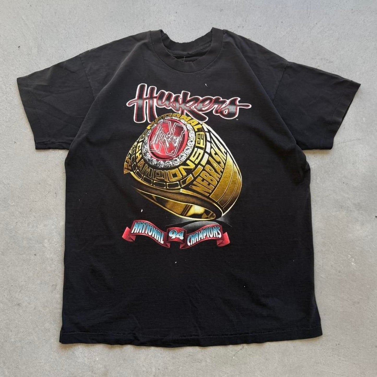 Vintage 90s Nebraska Huskers Championship Ring T-Shirt - X-Large