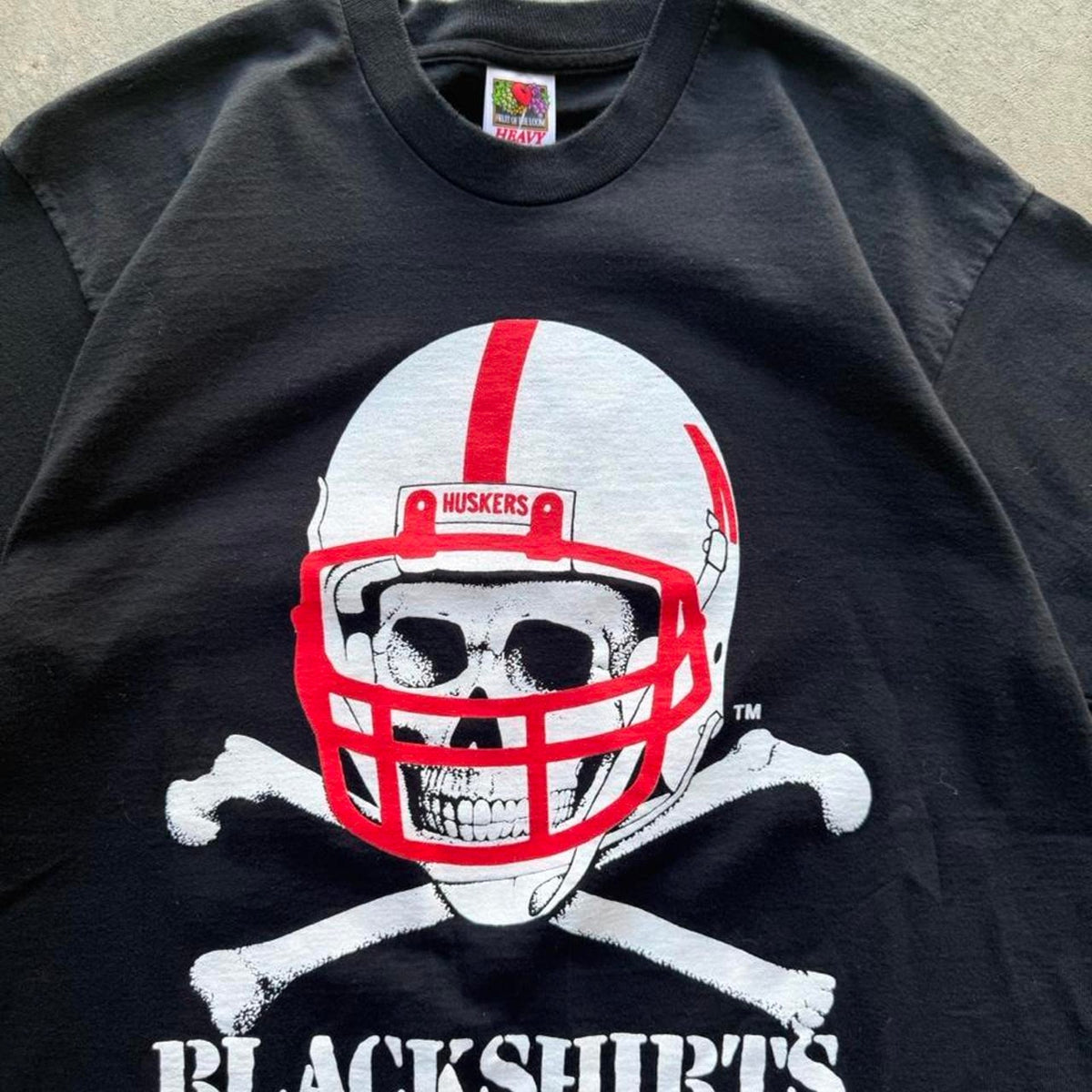 Vintage 90s Nebraska Huskers Blackshirts Skull T-Shirt - Large