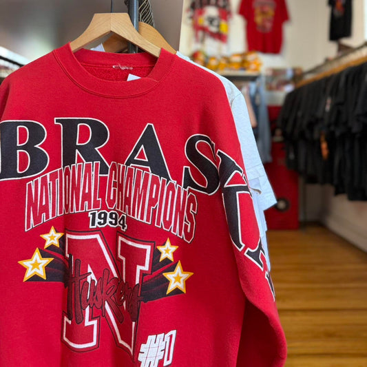 Vintage 90s Nebraska Huskers 1994 National Champions Star Spell Out Crewneck