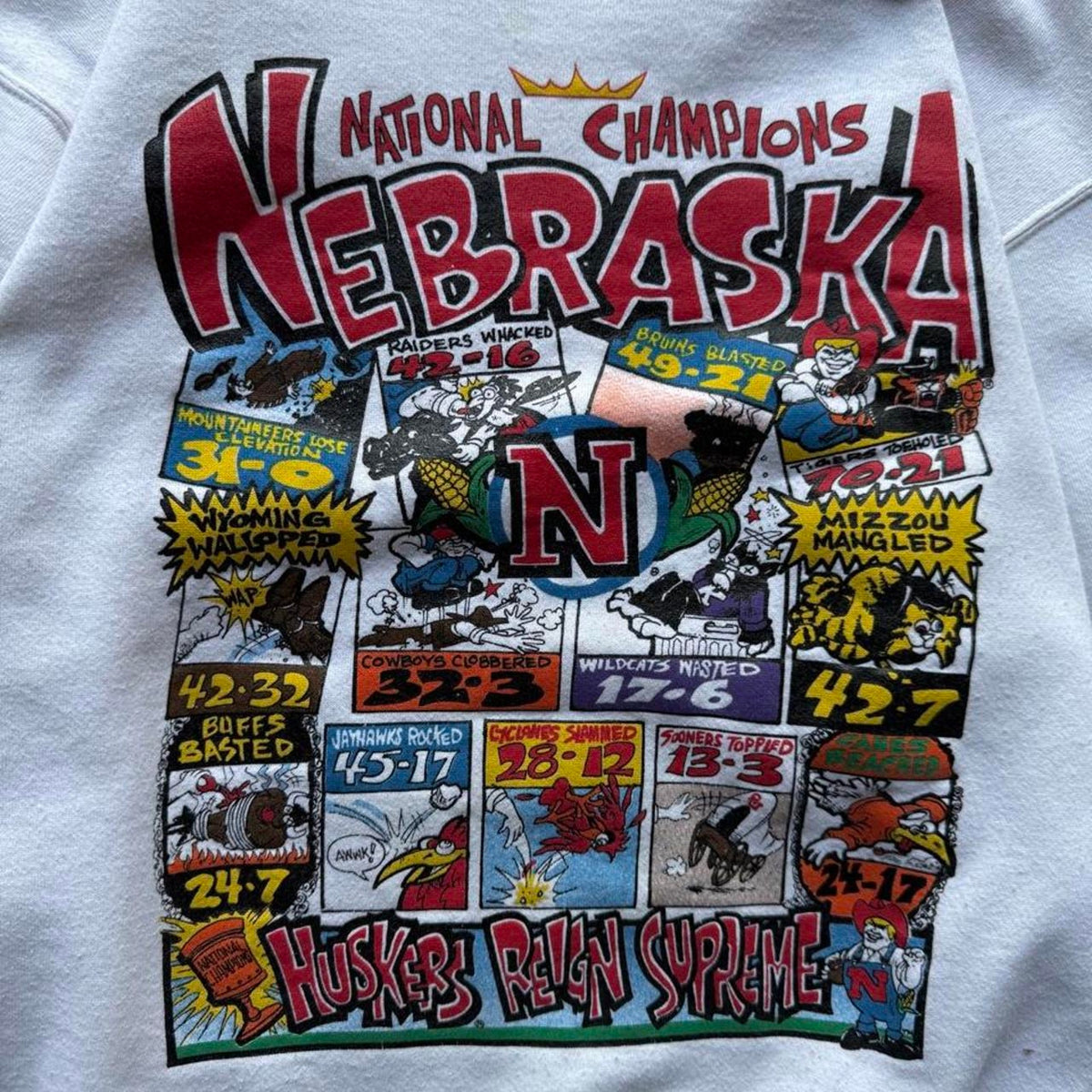 Vintage 90s Nebraska Huskers Comic Book Rare Crewneck - Large