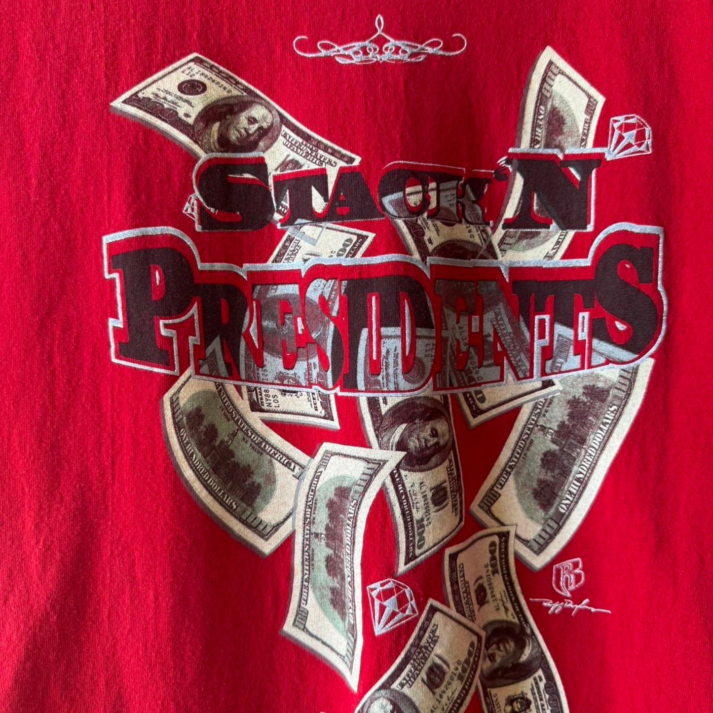 Vintage 90s Ruff Ryders Stackn Presidents Money Cash Rap T-Shirt - Large