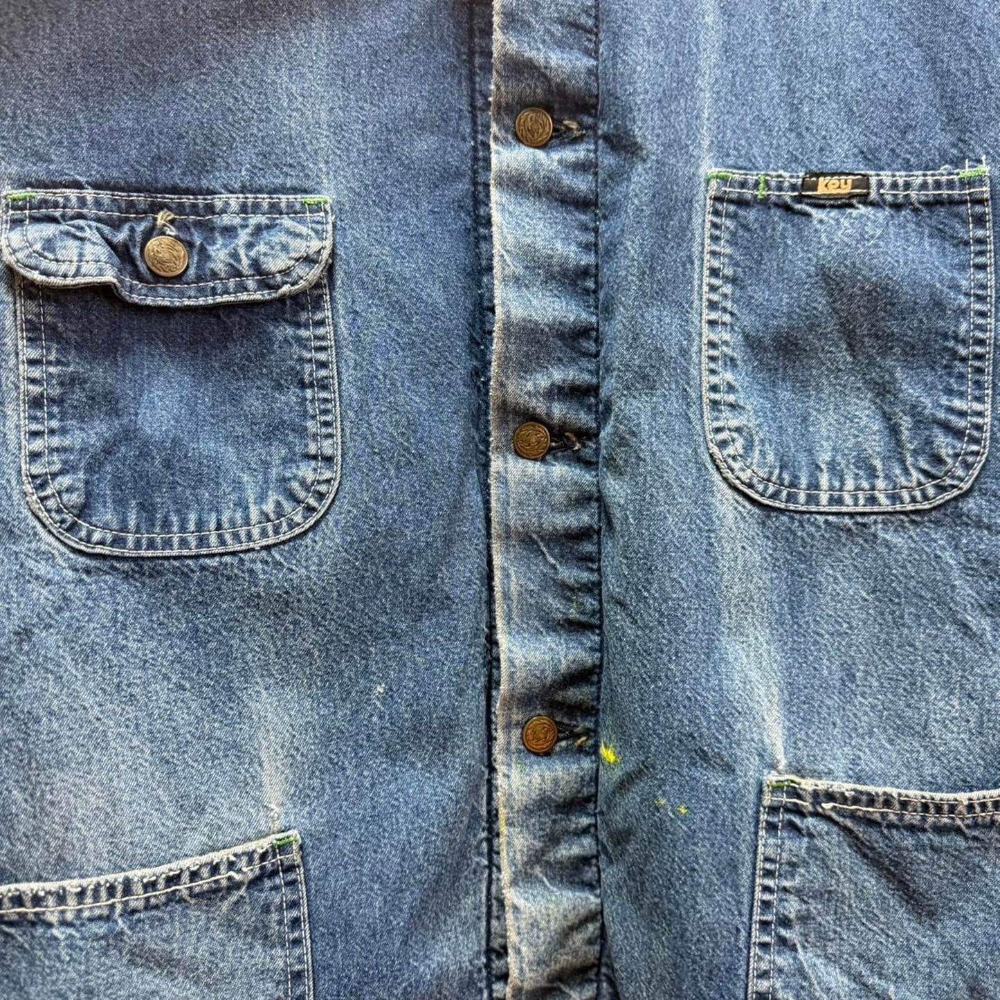 Vintage 80s Key Imperial Paint Splatter Chore Jacket - X-Large