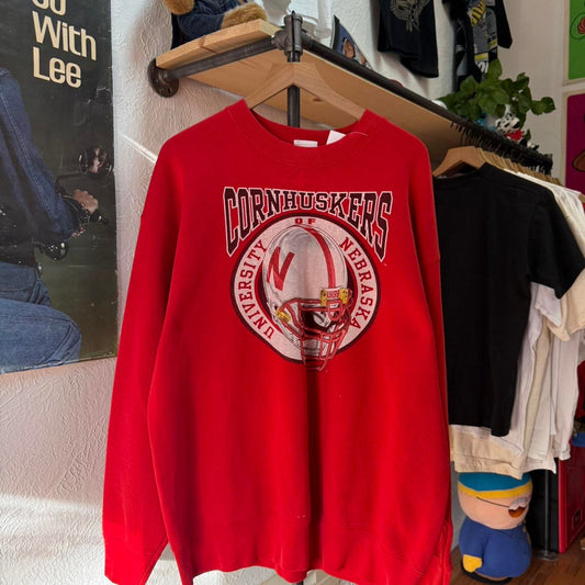 Vintage 90s Nebraska Huskers Pro Player Helmet Crewneck - XX-Large