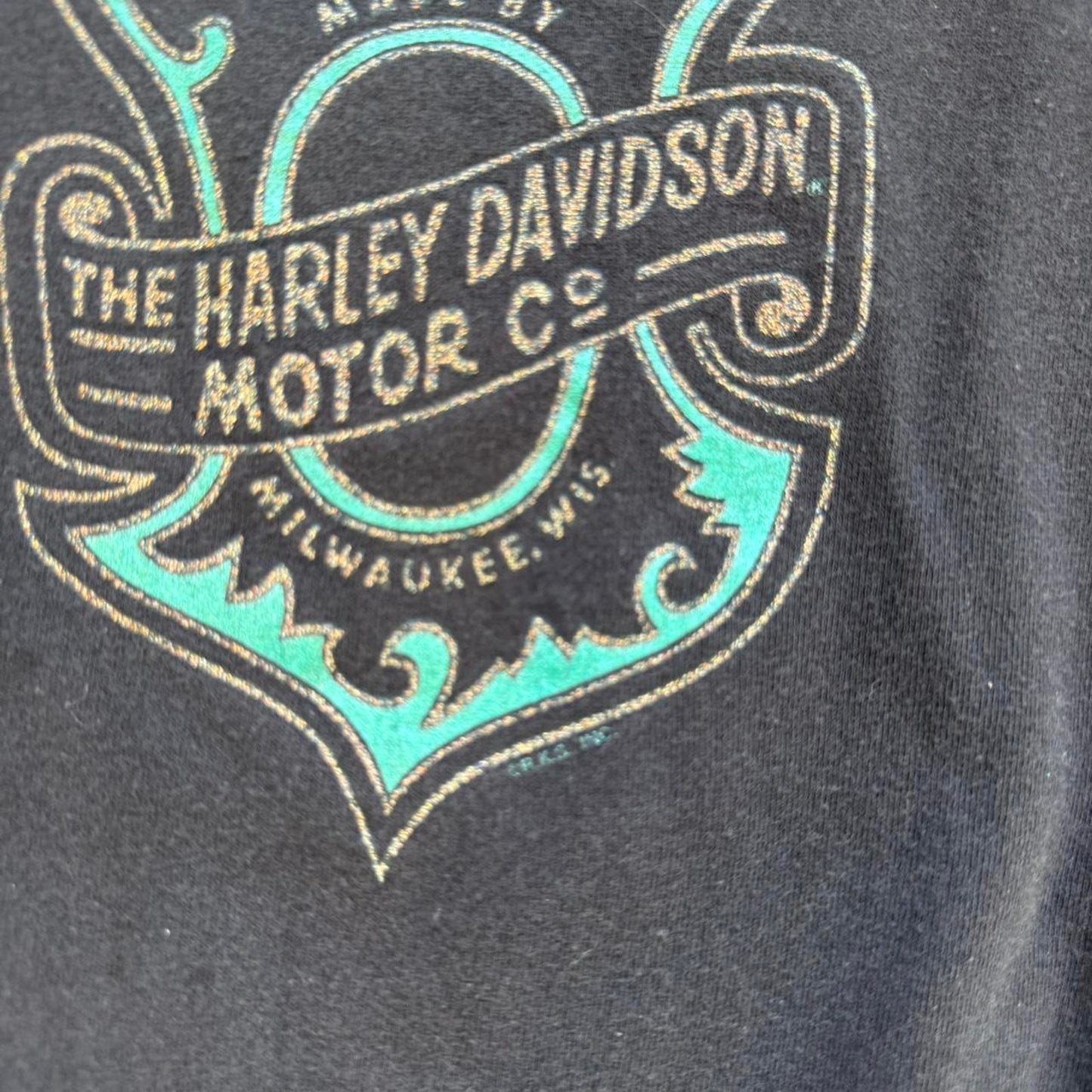 Vintage 90s Harley Davidson Motorcycles Crest Logo T-Shirt - Medium (W)