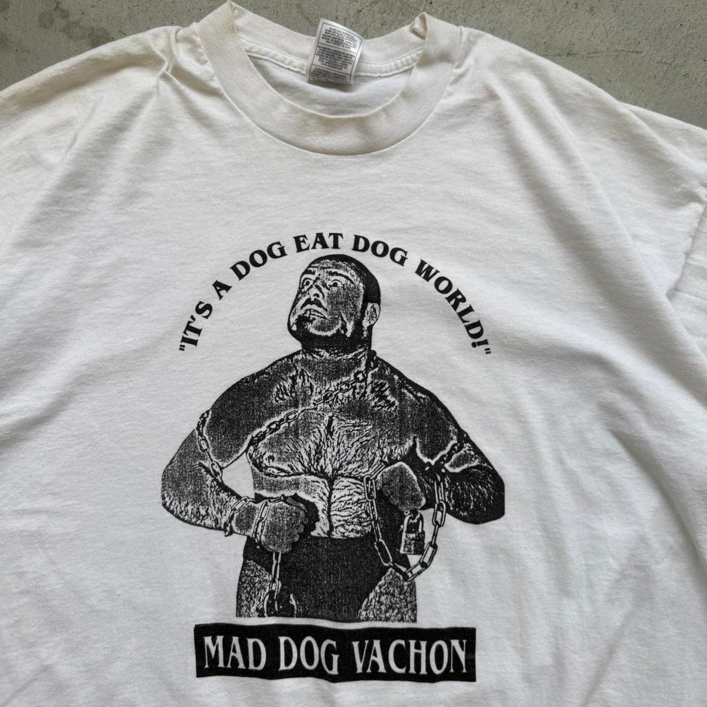 Vintage 90s Mad Dog Vachon Dog Eat Dog World Wrestling Wrestler T-Shirt - XX-Large