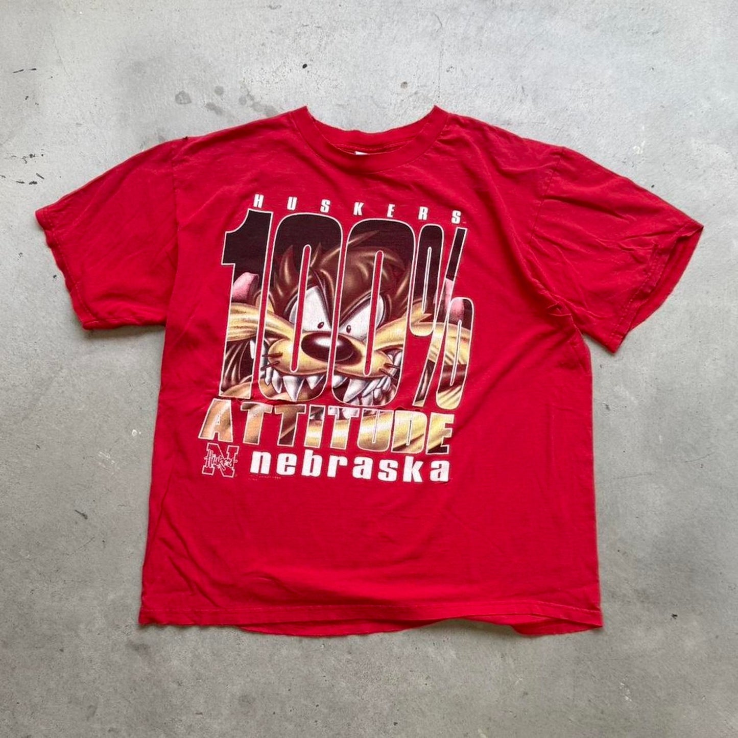 Vintage 90s Nebraska Huskers Taz Looney Tunes T-Shirt - X-Large