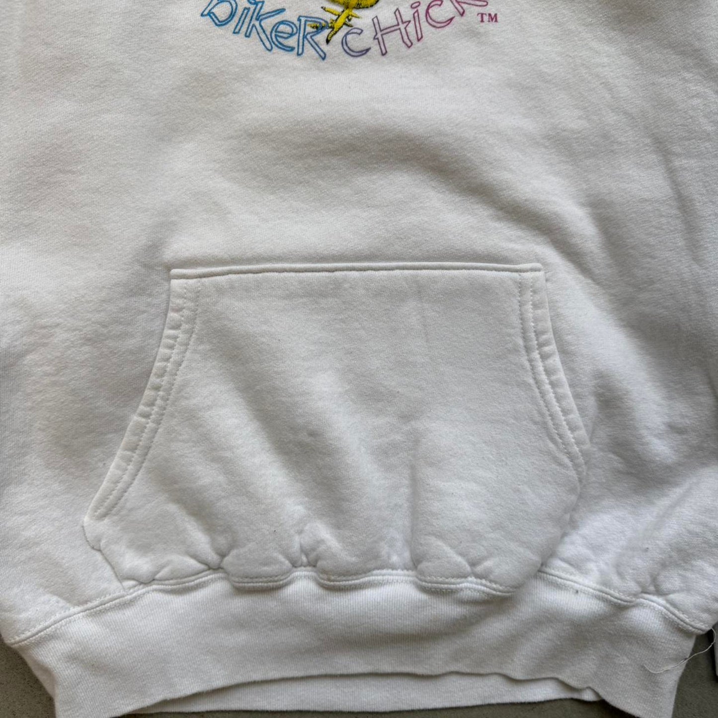 Vintage 90s Biker Chick Motorcycle Hoodie - Medium (W)