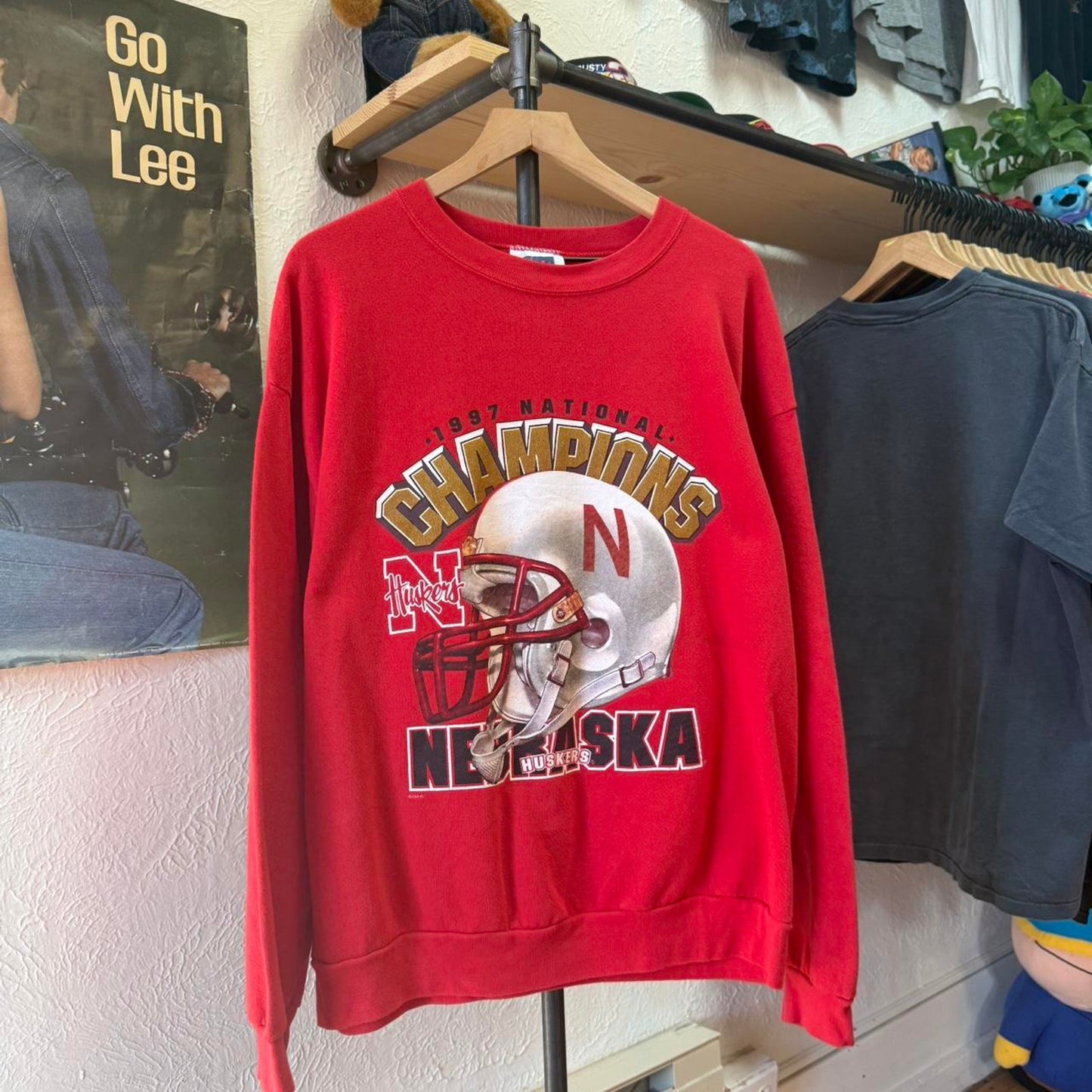Vintage 1997 Nebraska Huskers Helmet Champions Crewneck - X-Large