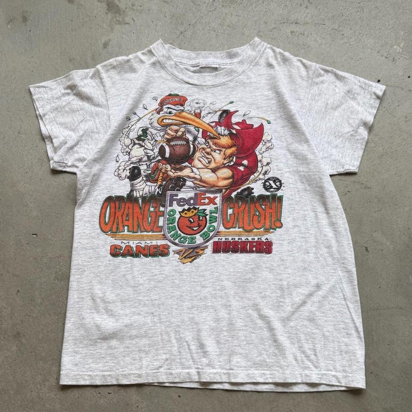 Vintage 90s Nebraska Huskers Orange Crush FedEx T-Shirt -  Kids Large