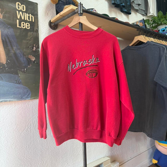 Vintage 90s Nebraska Huskers Embroidered Crewneck  - Large