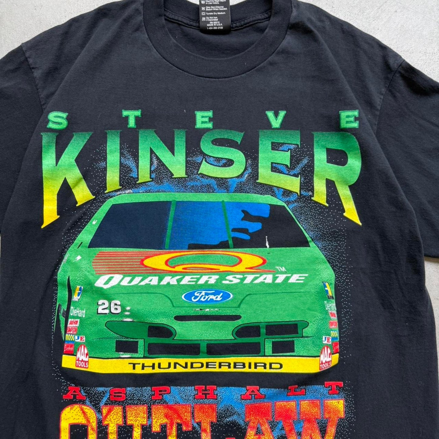 Vintage 90s Quaker State NASCAR Steve Kinder Racing Race Car T-Shirt - X-Large