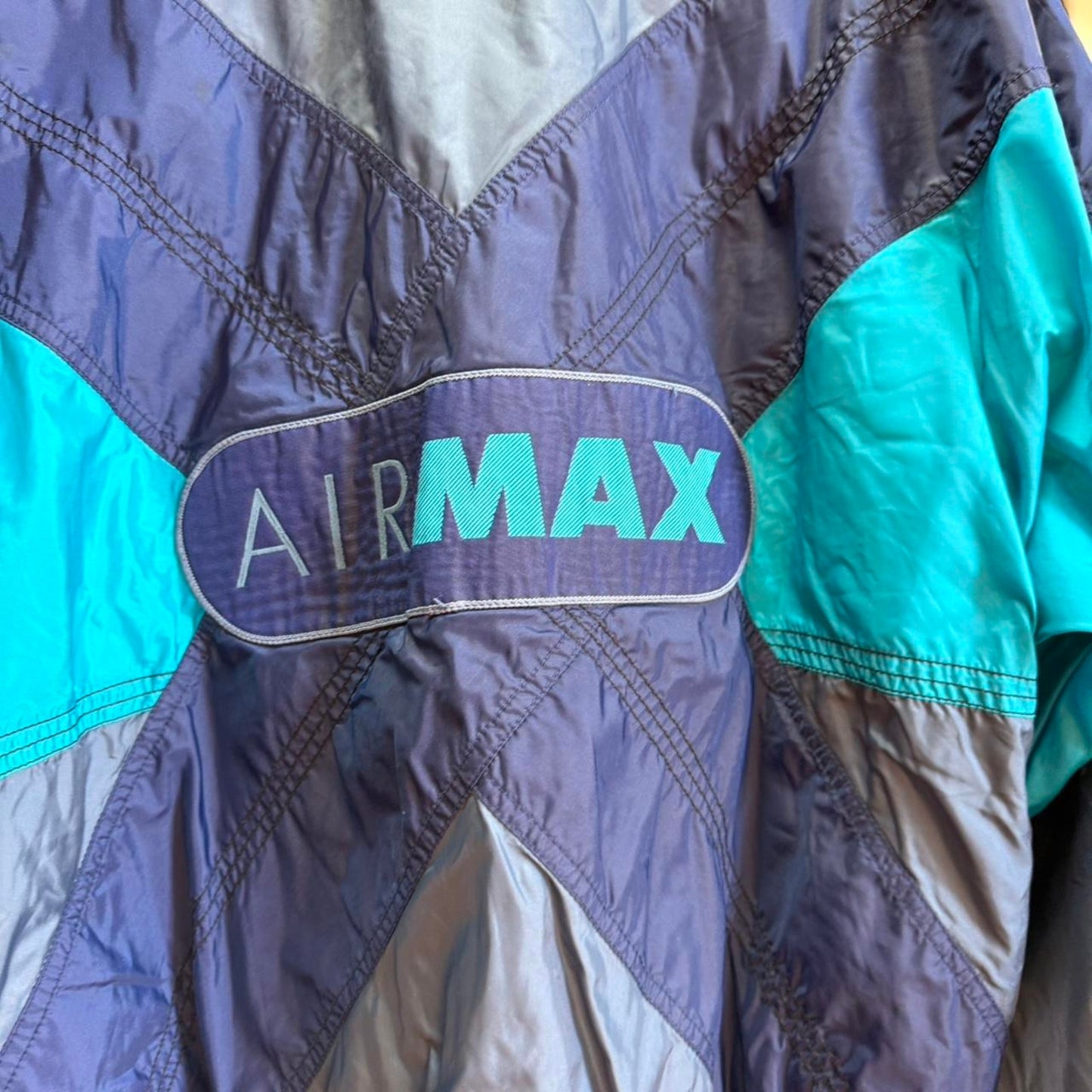 Vintage 90s Nike Air Max Swoosh Check Windbreaker Jacket - Medium